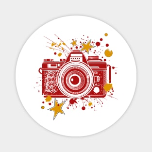 Vintage Camera (red and gold) Magnet